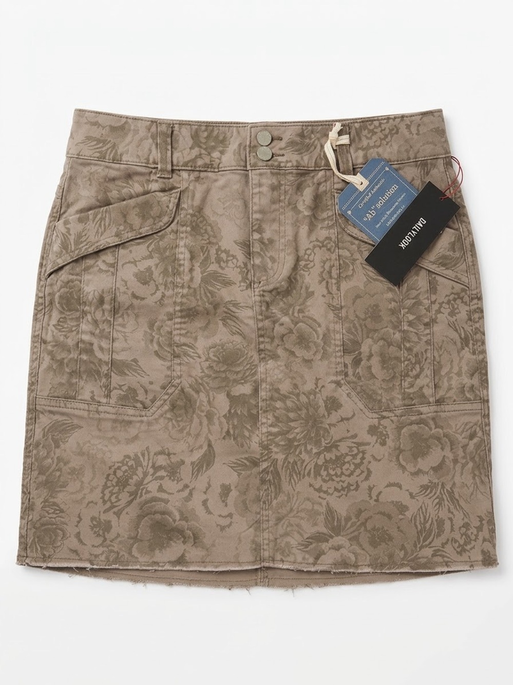 Democracy Brown Floral Jacquard Mini Skirt with Pockets